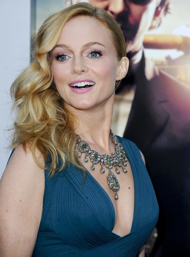 Close-up: Heather Graham's dazzling diamond and emerald necklace at 'The Hangover 3' premiere