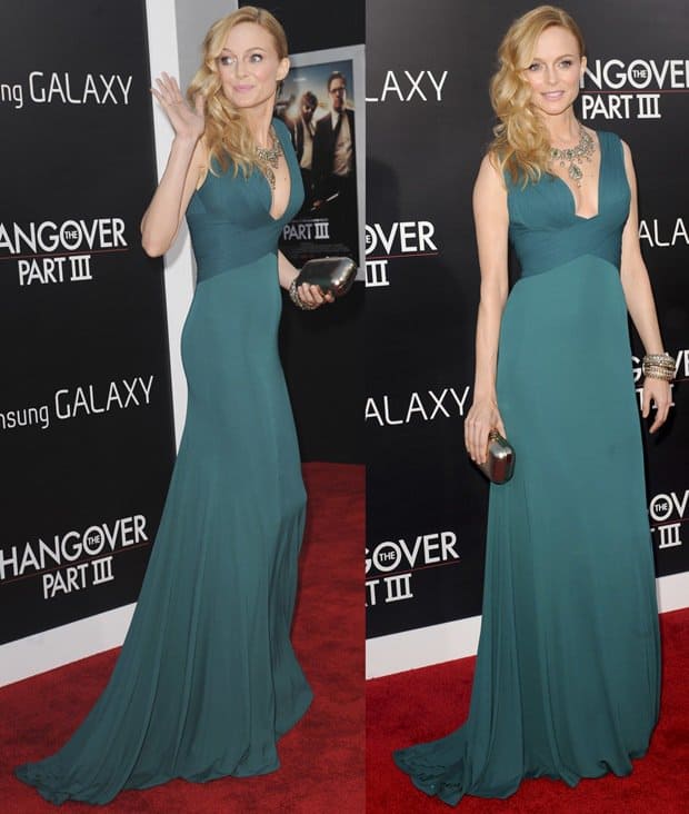 Heather Graham radiant in a teal gown at 'The Hangover Part III' premiere, Los Angeles, May 21, 2013