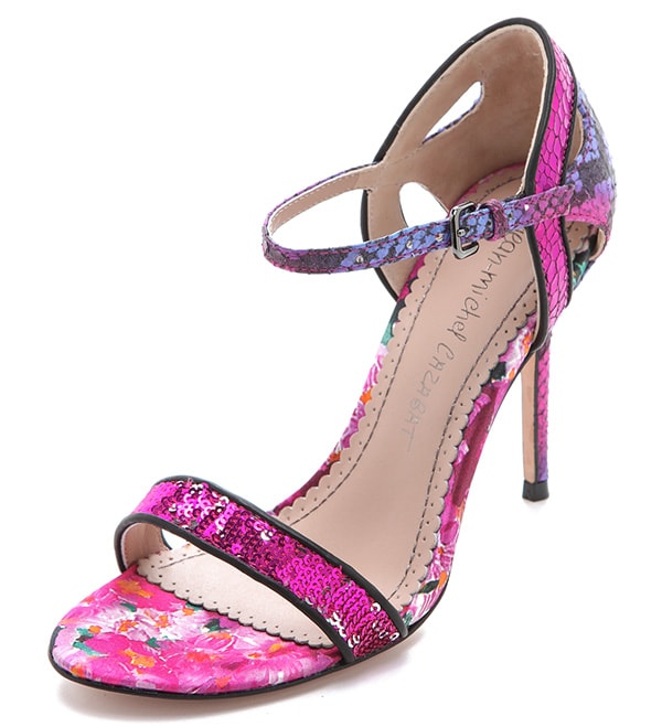 Jean-Michel Cazabat Oka Mixed Media Sandals in Fuchsia-Napoleon