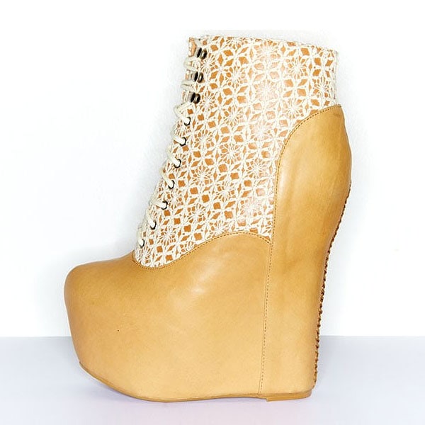 Jeffrey Campbell "Damsel Crochet" Wedge Booties