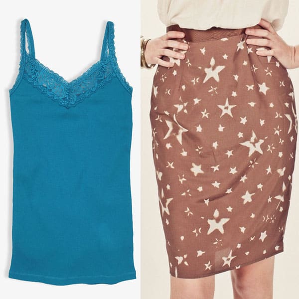 Star printed pencil skirt with a blue top