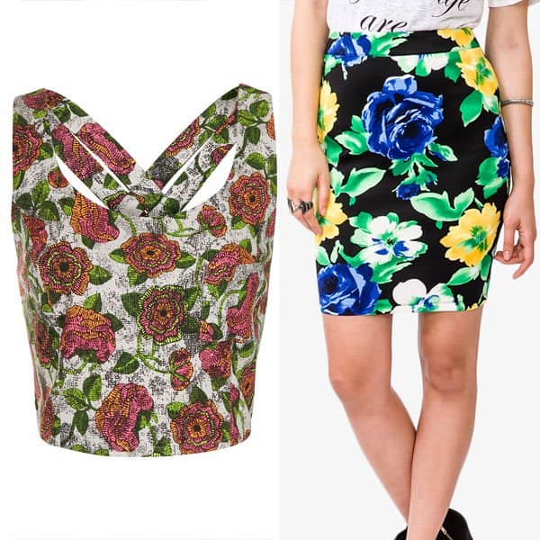 Floral pencil skirt paired with a floral top