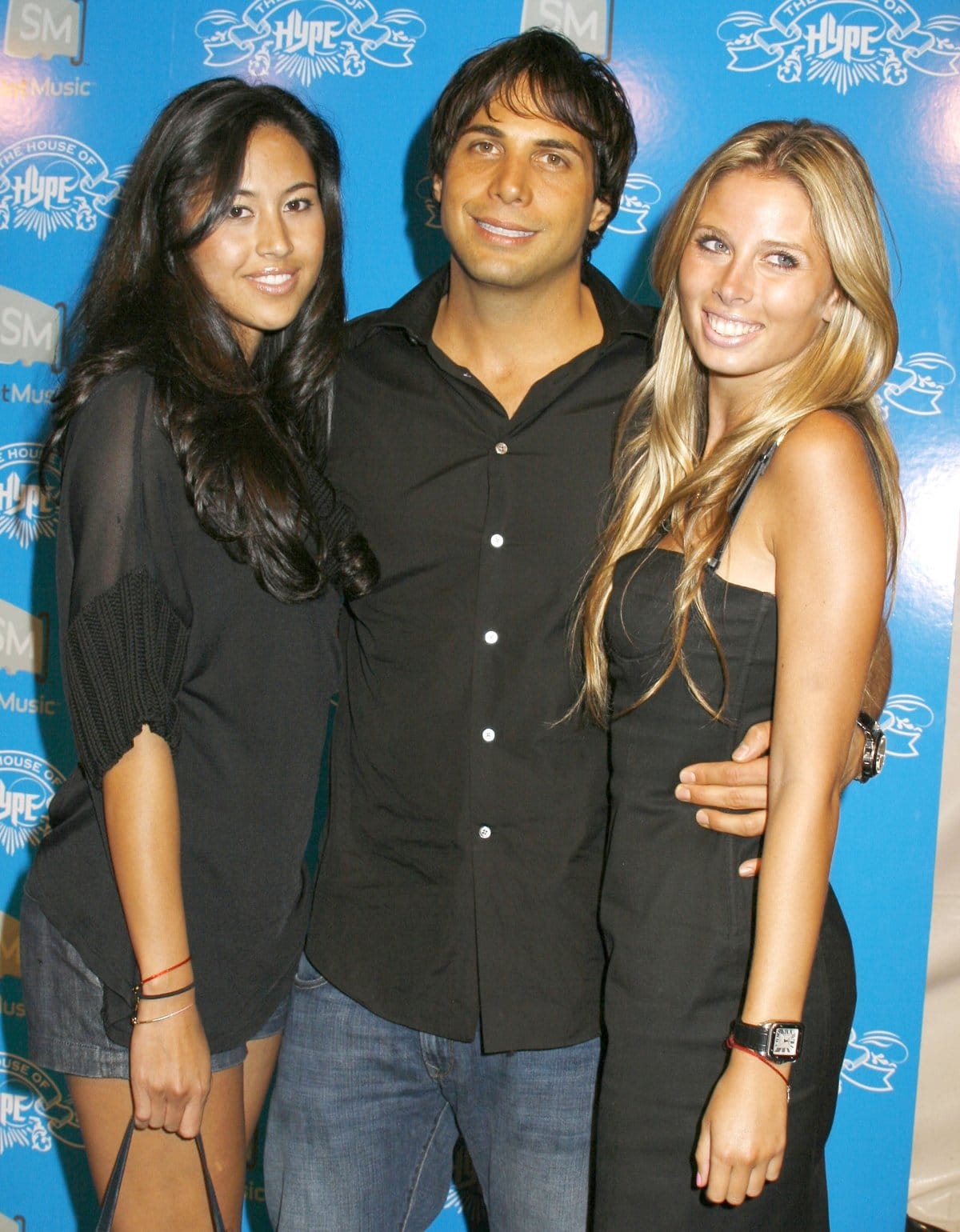 Joe Francis and two beautiful female guests arrive at the House of Hype Pre-Awards Party