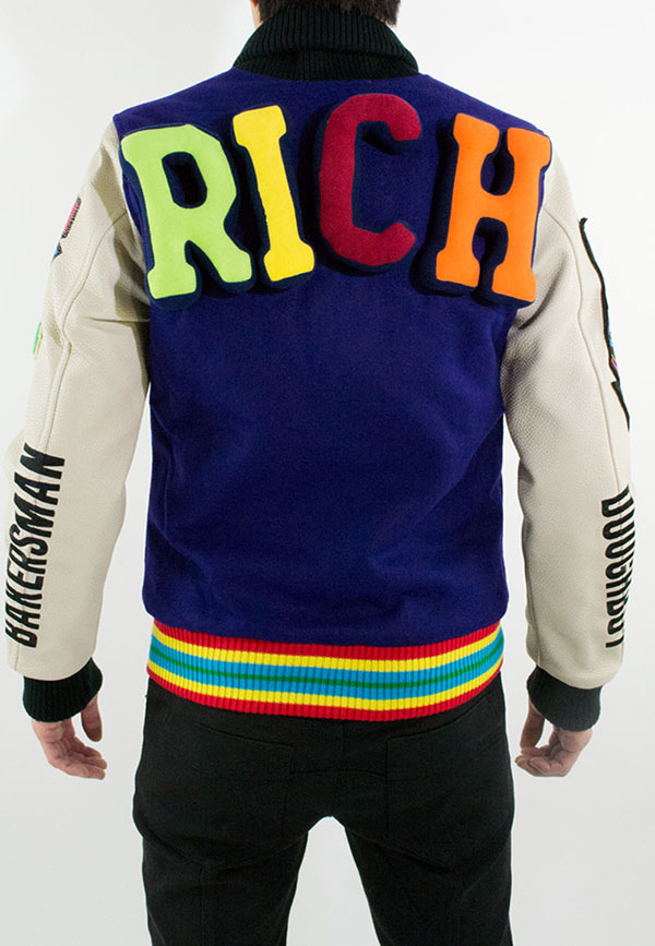 Joyrich x Dee & Ricky Fall 2012 varsity jacket displays intricate 3D plush embroidery