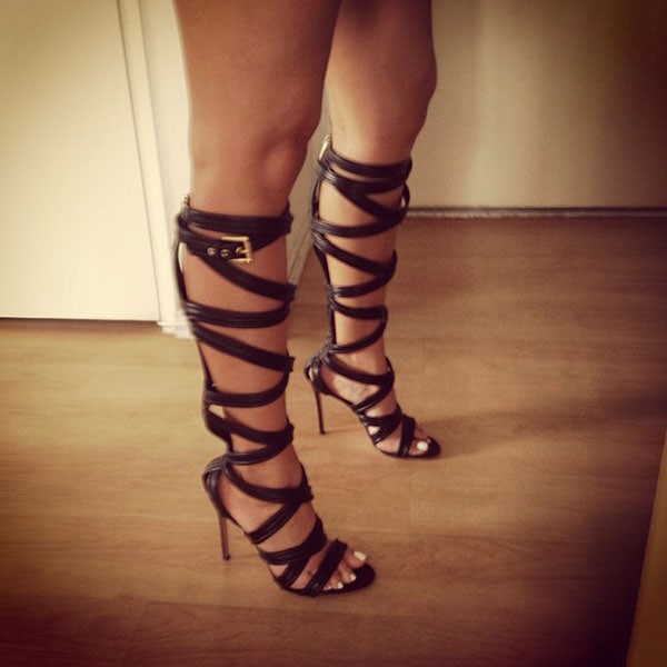 Julissa Bermudez shows off her feet in Gianvito Rossi gladiator sandals
