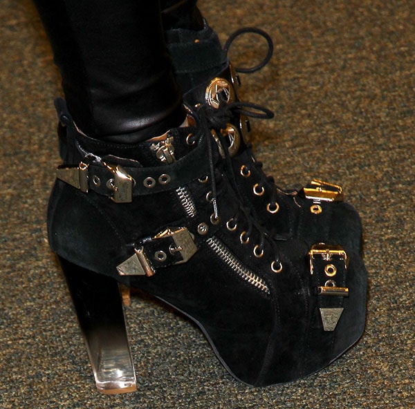 Closeups of Kat Von D's tough boots