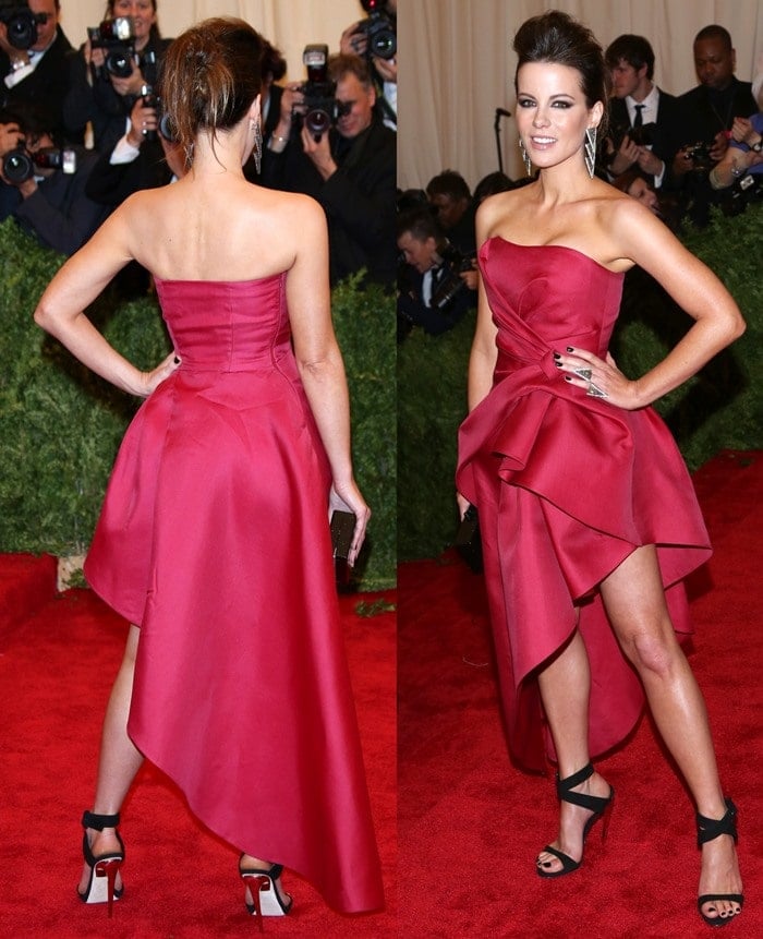 Kate Beckinsale on the red carpet at the 2013 Met Gala held at the Metropolitan Museum of Art in New York City on May 6, 2013