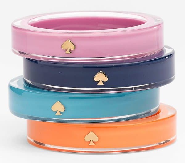 Kate Spade New York Spade Bangles: Resin bangles with gold spade accents, available for $38 each