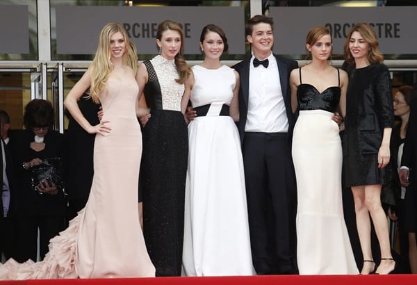 Claire Julien, Taissa Farmiga, Katie Chang, Israel Broussard, Emma Watson, and director Sofia Coppola attend the premiere of The Bling Ring at The 66th Annual Cannes Film Festival