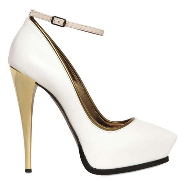 Lanvin Mirrored Heel Leather Pumps in White