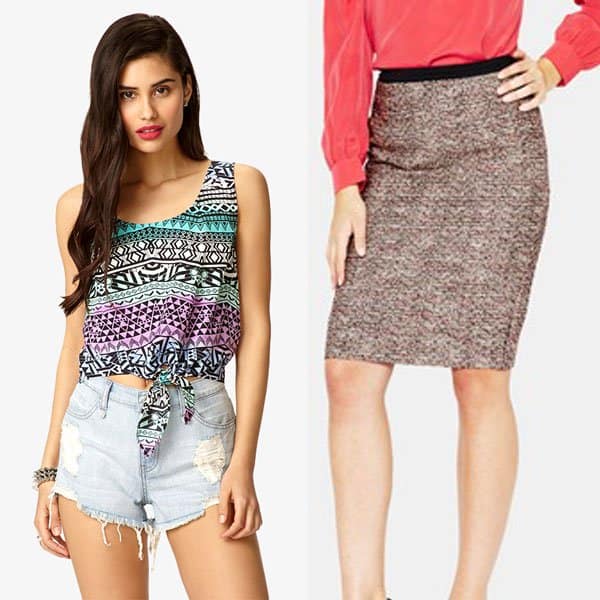 Chic outfit with woven pencil skirt