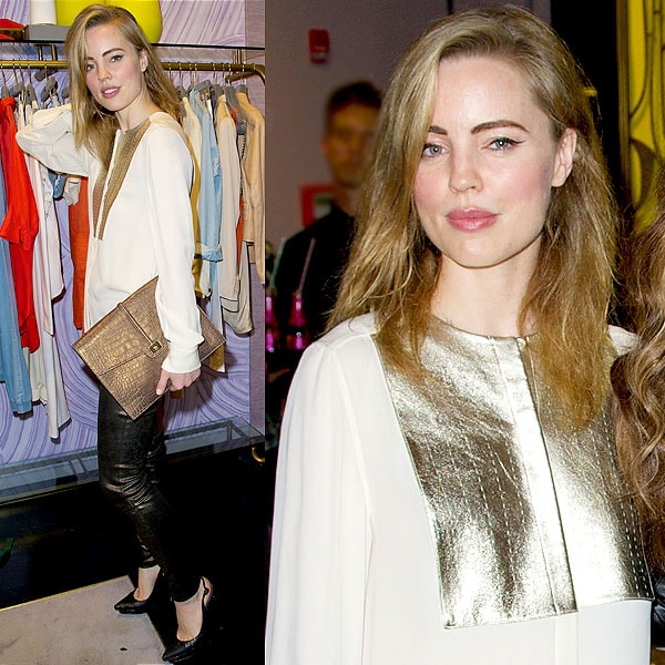 Melissa George brings trendy textures to the fore with 'Menesse' slingbacks at Eve's event