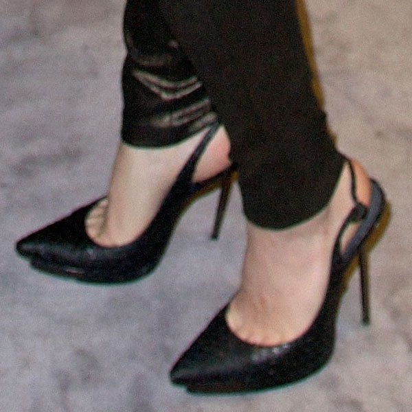 Melissa George rocks Menesse slingbacks with fish scale texture