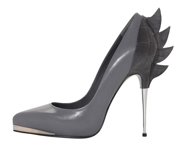 Gray Monika Chiang Croc Mohawk Pumps