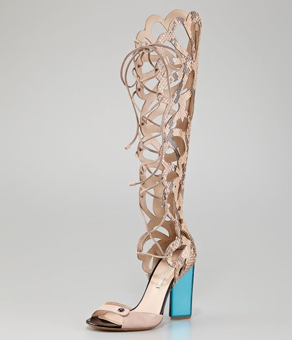 Nicholas Kirkwood Scalloped Snakeskin Sandal Boots