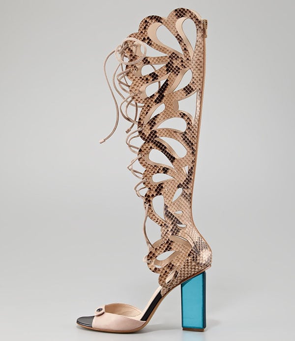 Nicholas Kirkwood Scalloped Snakeskin Sandal Boots