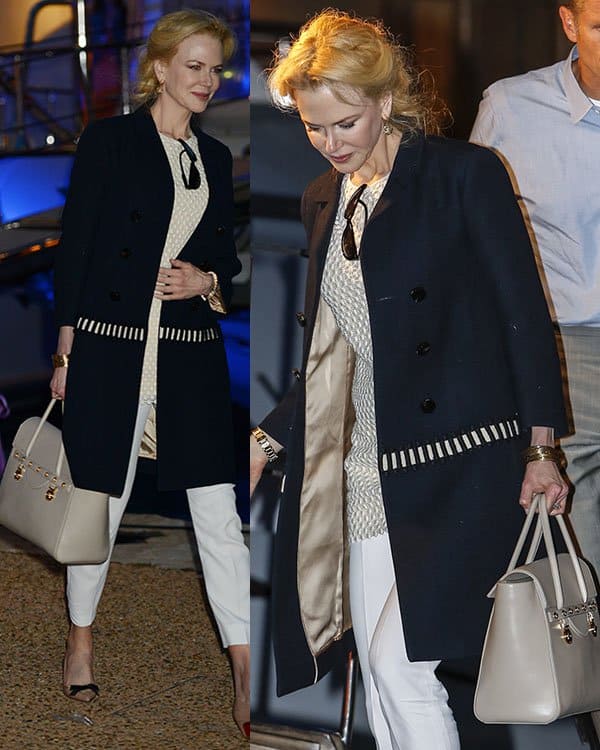 Nicole Kidman departs from a luxurious yacht party, showcasing her go-to Versace bag, at the 66th Cannes Film Festival, May 17, 2013