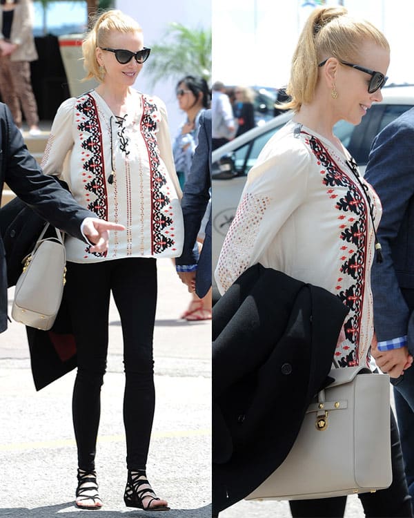 Nicole Kidman elegantly carries her Versace tote while exploring Cannes on Day 5 of the 66th Cannes Film Festival, May 19, 2013