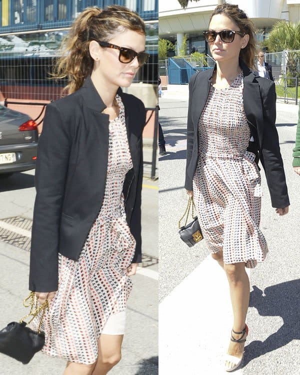 Rachel Bilson walking along La Croisette during the 66th Cannes Film Festival