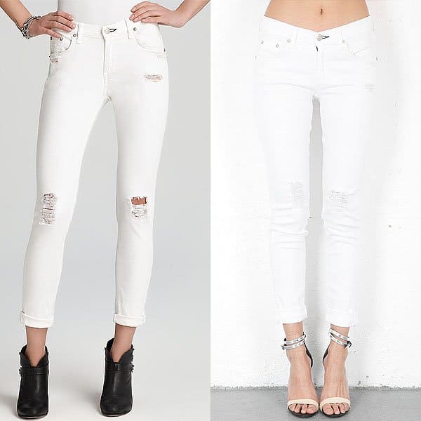 Rag & Bone/JEAN "The Dash" Slouchy Skinny Jeans in Tattered White, $187