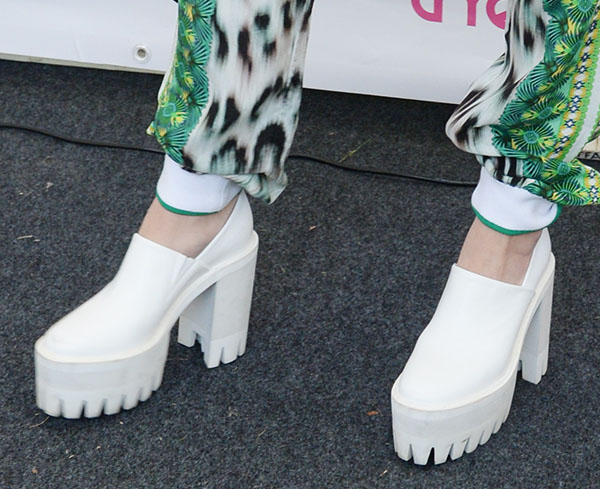 Rita Ora wearing Stella McCartney lug-soled pumps