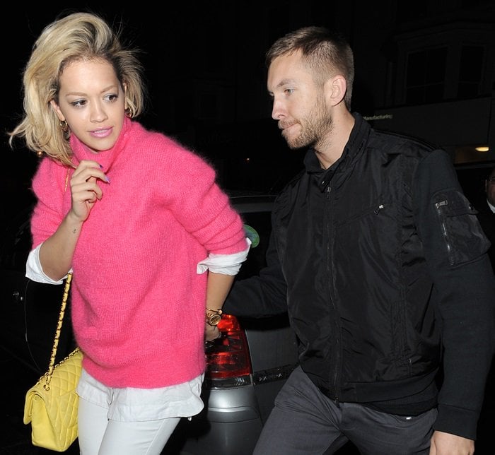 Rita Ora and Calvin Harris hand in hand outside the Electric Cinema in Notting Hill, London, during a date night on May 13, 2013