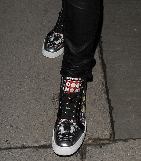 Rita Ora wearing Christian Louboutin printed 'Rantus Orlato' sneakers