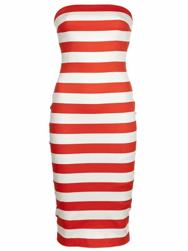 Roberto Rodriguez Striped Strapless Dress