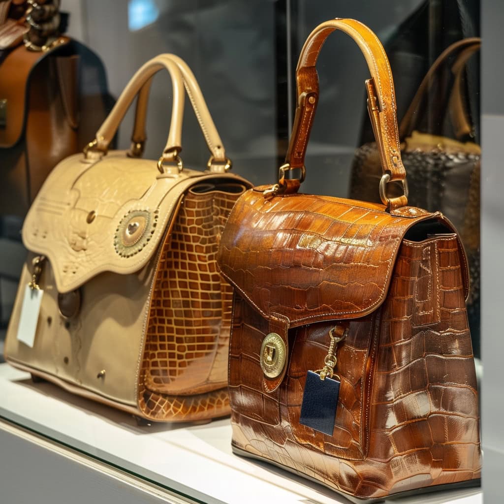 Elegant satchel handbags on display, featuring distinctive flap closures, sophisticated leather textures, and fine craftsmanship, exemplify timeless style and organized storage