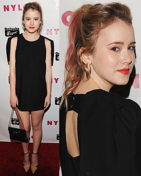 Taylor Spreitler made a striking fashion statement in her Finders Keepers dress at Nylon Magazine's Young Hollywood Party