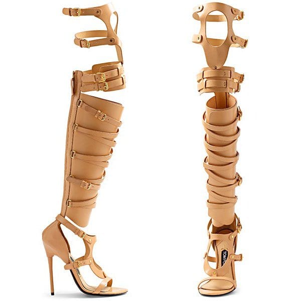 Nude Tom Ford Spring 2013 Knee-High Gladiator Sandal Boots