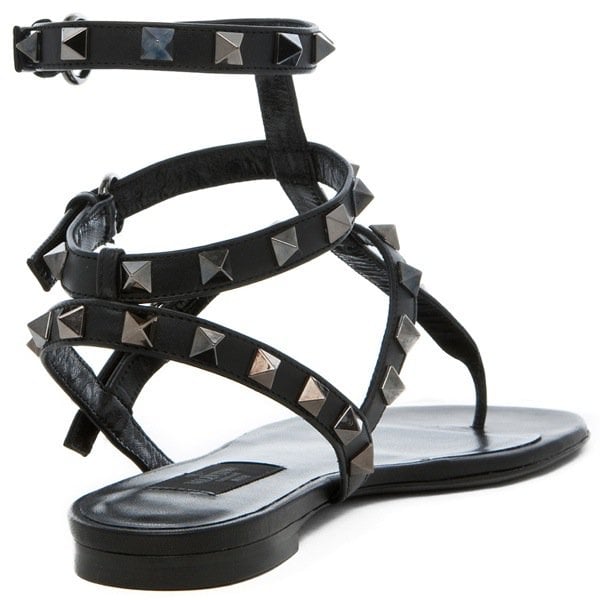 Valentino 'Noir' Gladiator Sandals in Ruthenium Black