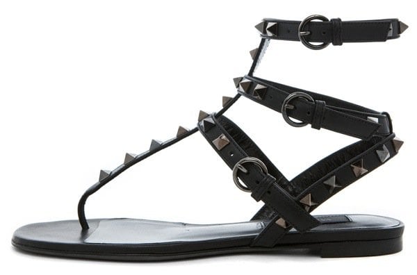 Valentino 'Noir' Gladiator Sandals in Ruthenium Black