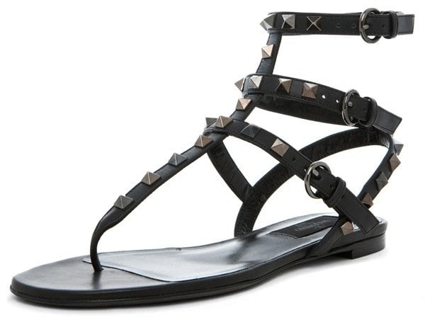 Valentino 'Noir' Gladiator Sandals in Ruthenium Black