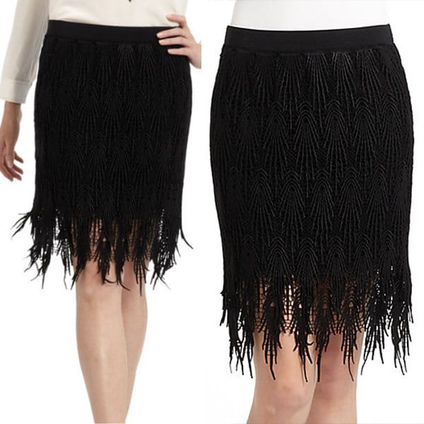 Vivienne Tam Fringe Skirt