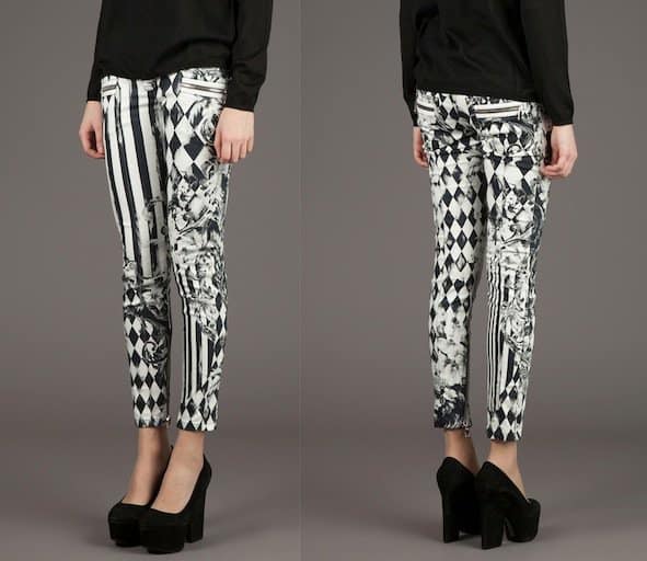 Chic Balmain Diamond Tile Print Skinny Trousers in Black/White – a sleek addition to any wardrobe