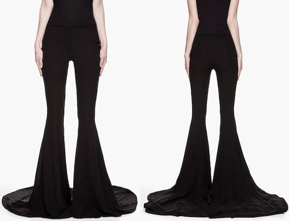 Gareth Pugh Silk Flared Train Runway Trousers in Black