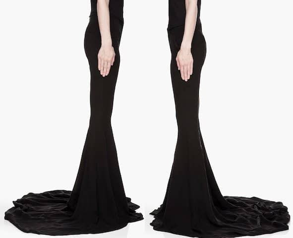 Gareth Pugh's Black Silk Flared Train Trousers – merging elegance with a daring $2,475 design statement on the runway