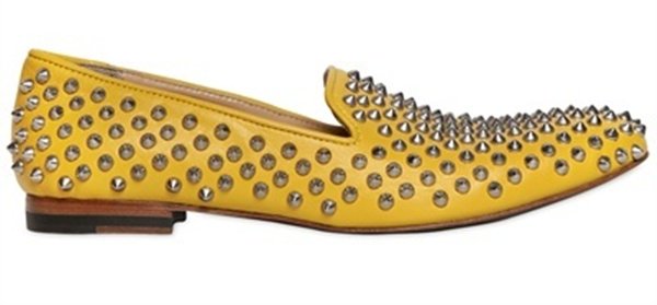 Giacomorelli Leather Studded Loafers in Yellow