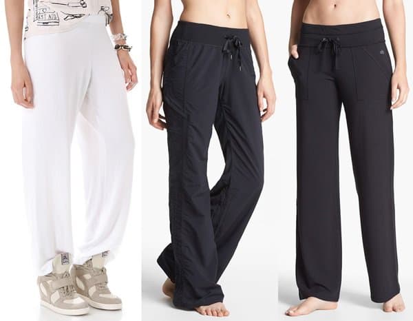 Continue your lounge style with these options: D. Wildfox Basic Sweatpants in Gray for $84, E. Zella Move Pants in Gray Slate for $74, and F. Alo Energy Lounge Pants in Dark Heather Gray for $69