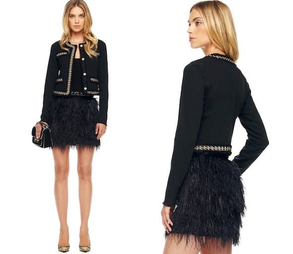 MICHAEL Michael Kors Ostrich-Feather Skirt in Black