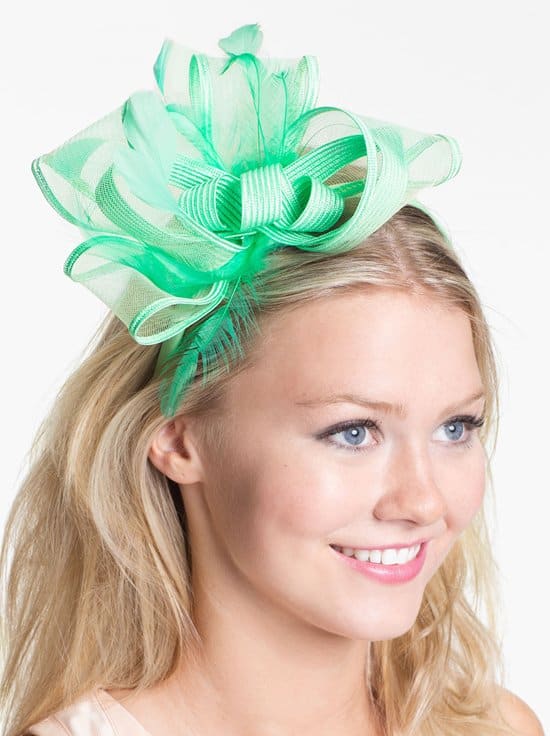 The August Hat "Onyx" Fascinator: A refreshing mint-colored ribbon spray, just $34