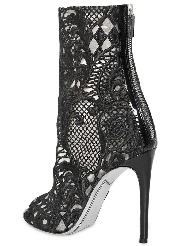 Balmain Guipure Lace Open Toe Boots2