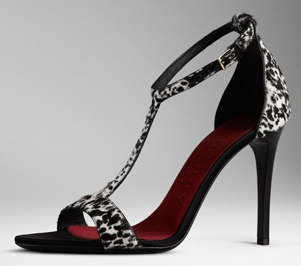 Burberry Animal Print Sandals in Black/White