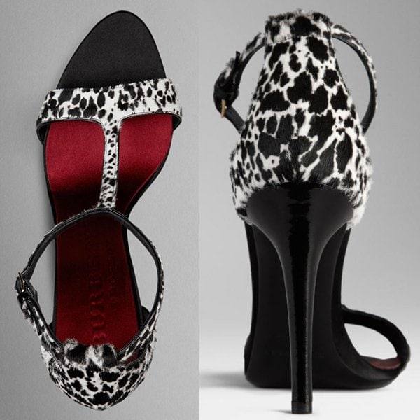 Burberry Animal Print Sandals in Black/White