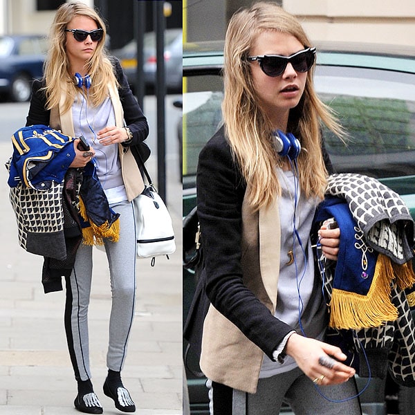 Cara Delevingne wears Mara & Mine slippers