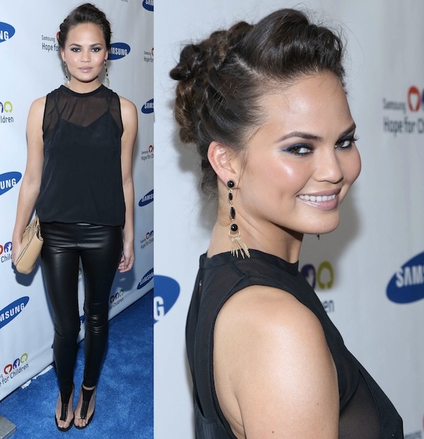 Chrissy Teigen daring to be different at the Samsung Hope for Children Gala at Cipriani Wall Street in New York City on June 11, 2013