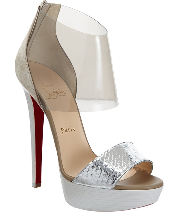 Christian Louboutin "Dufoura" Sandals in Smoke/Silver/White