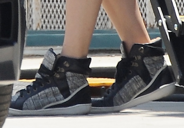 Emmy Rossum rocks high-top sneakers by Gerard Darel