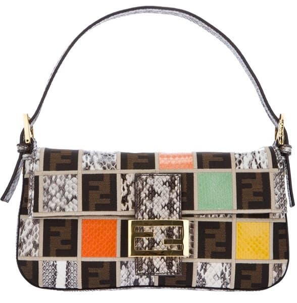 Fendi Baguette Snakeskin Patchwork Bag